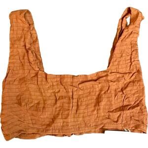 Savannah Morrow Sleeveless Crop Top Brown Small Vegan Silk Square Neckline NWT